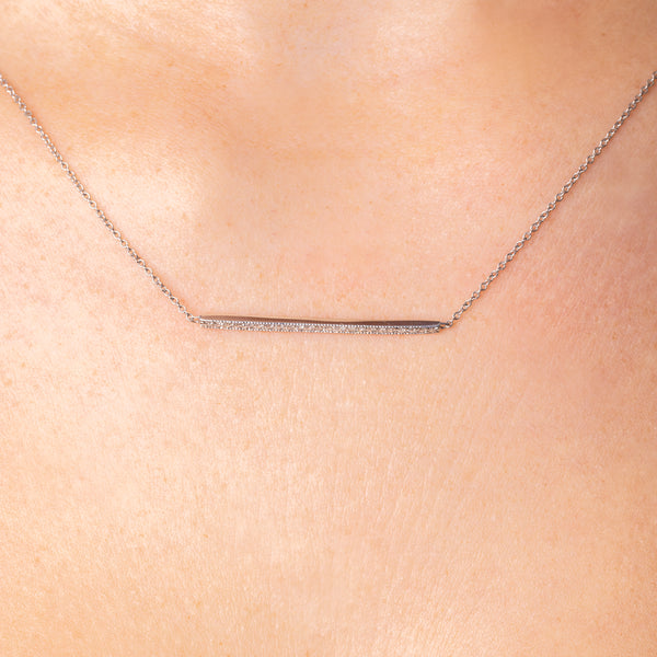 Michael Werdiger Diamond Millgrain Bar Necklace