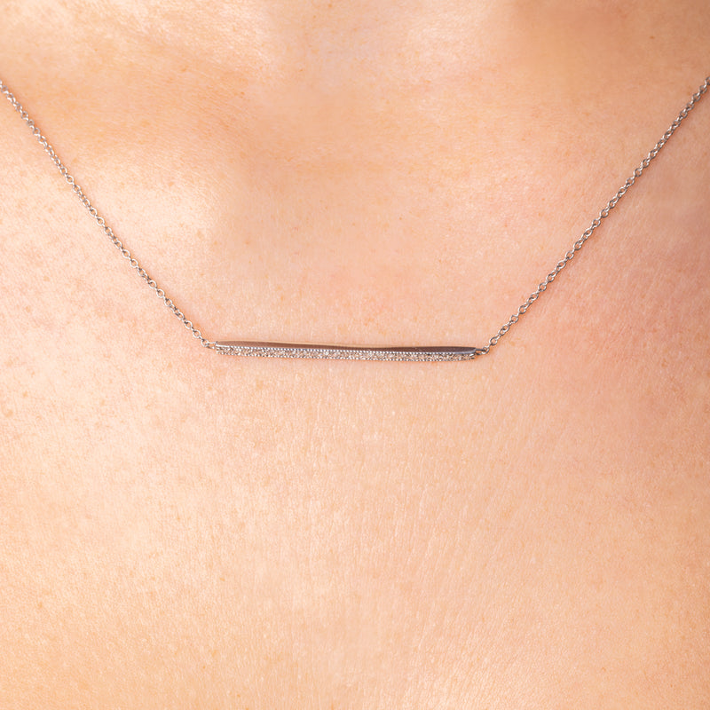 Michael Werdiger Diamond Millgrain Bar Necklace