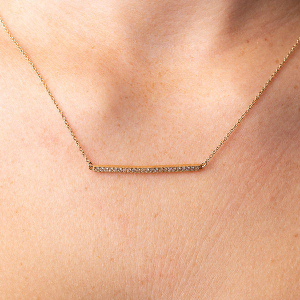 Michael Werdiger Diamond Millgrain Bar Necklace