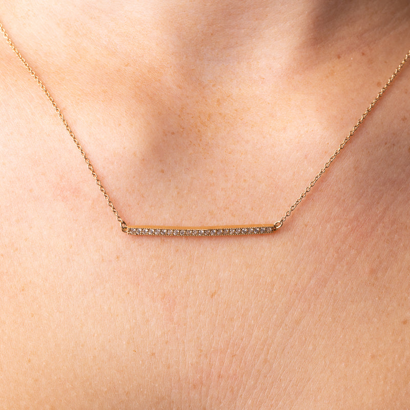 Michael Werdiger Diamond Millgrain Bar Necklace