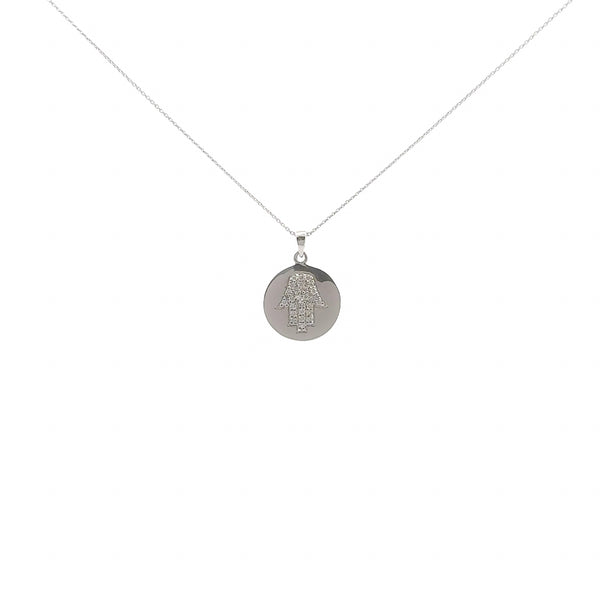 Michael Werdiger Diamond Pave Hamsa Disc Necklace