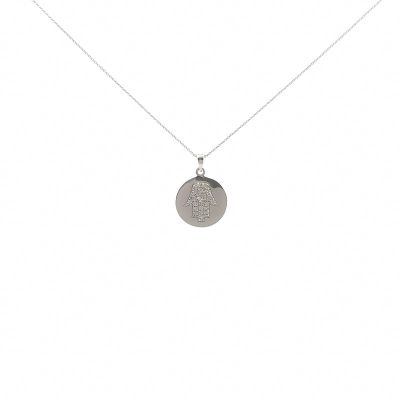 Michael Werdiger Diamond Pave Hamsa Disc Necklace