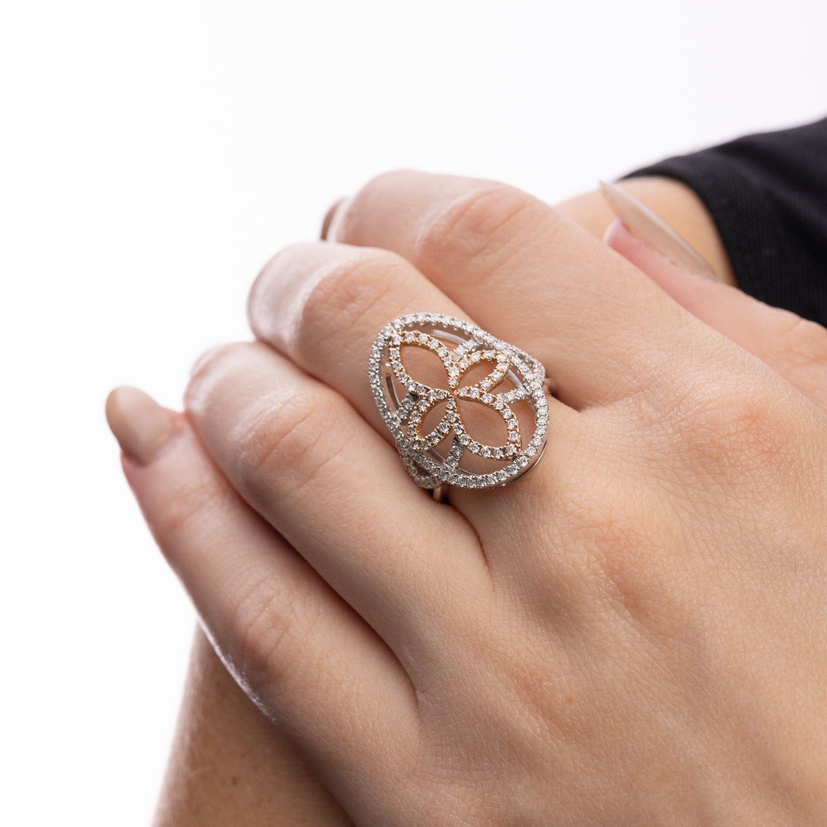 Michael Werdiger Diamond Oval Floral Ring