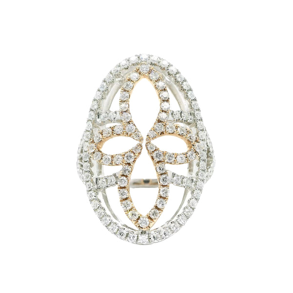 Pre-Owned Diamond Oval Floral Ring