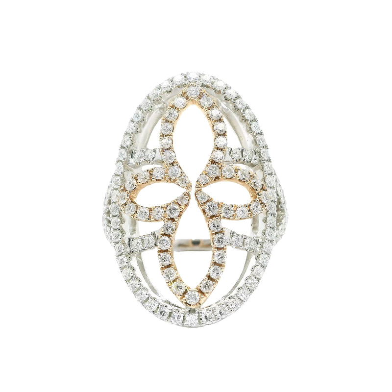 Pre-Owned Diamond Oval Floral Ring