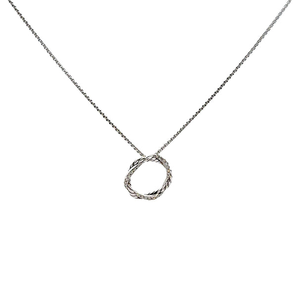 Pre-Owned David Yurman Diamond Petite Infinity Pendant Necklace