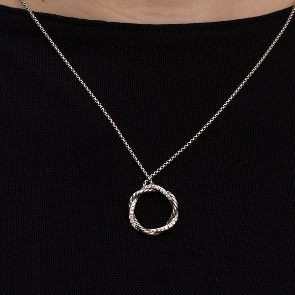Pre-Owned David Yurman Diamond Petite Infinity Pendant Necklace