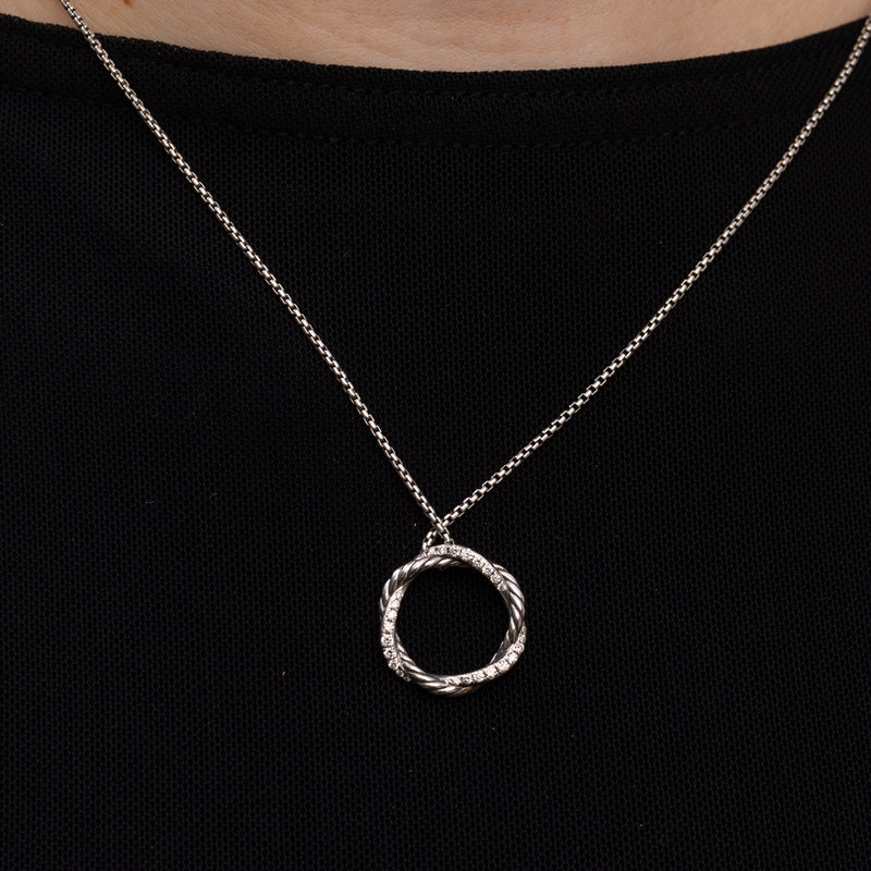 Pre-Owned David Yurman Diamond Petite Infinity Pendant Necklace