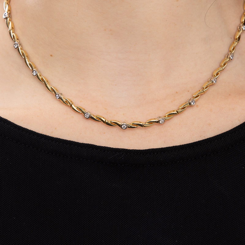 Pre-Owned Diamond Zigzag Bezel Necklace