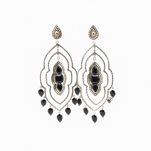 Pre-Owned John Hardy Black Onyx Batu Morocco Chandelier Earrings