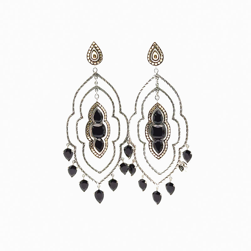 Pre-Owned John Hardy Black Onyx Batu Morocco Chandelier Earrings