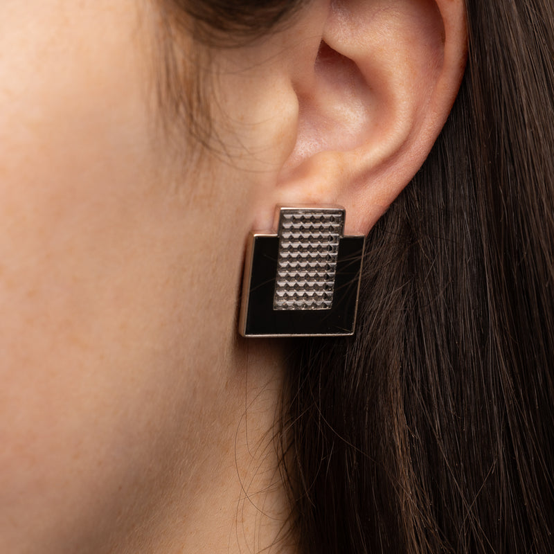 Pre-Owned  Scott Keating Deco Black Onyx Inlay Earrings