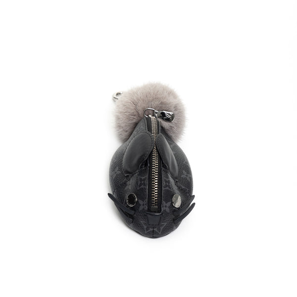 Pre-Owned Louis Vuitton Monogram Eclipse Chinchilla Coin Purse Keychain