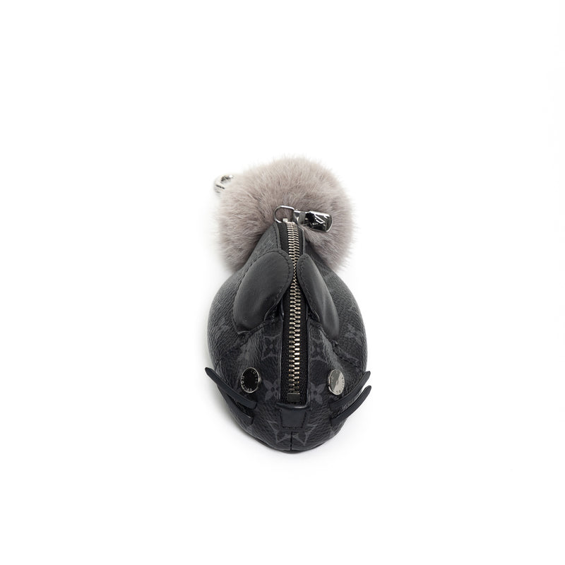 Pre-Owned Louis Vuitton Monogram Eclipse Chinchilla Coin Purse Keychain