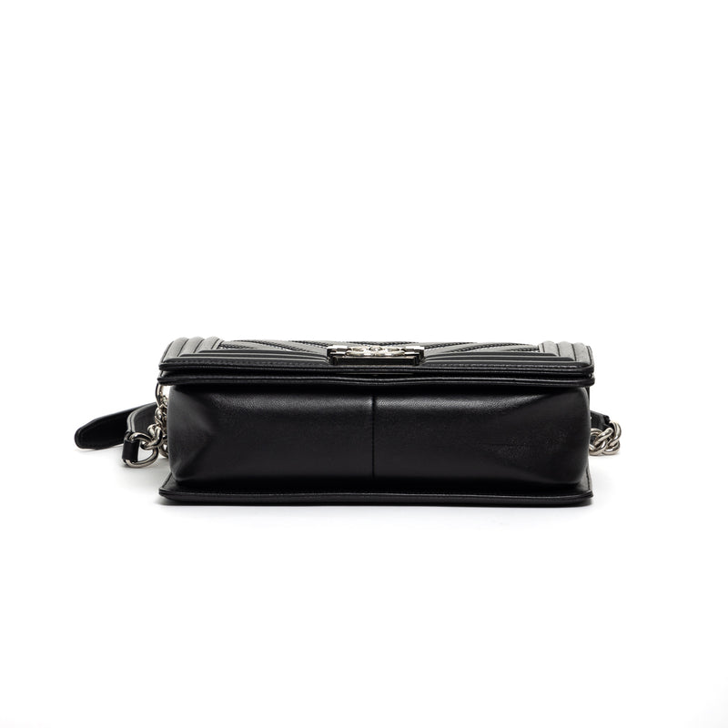 Pre-Owned Chanel Boy Flap Old Medium Iridescent  PVC Chevron