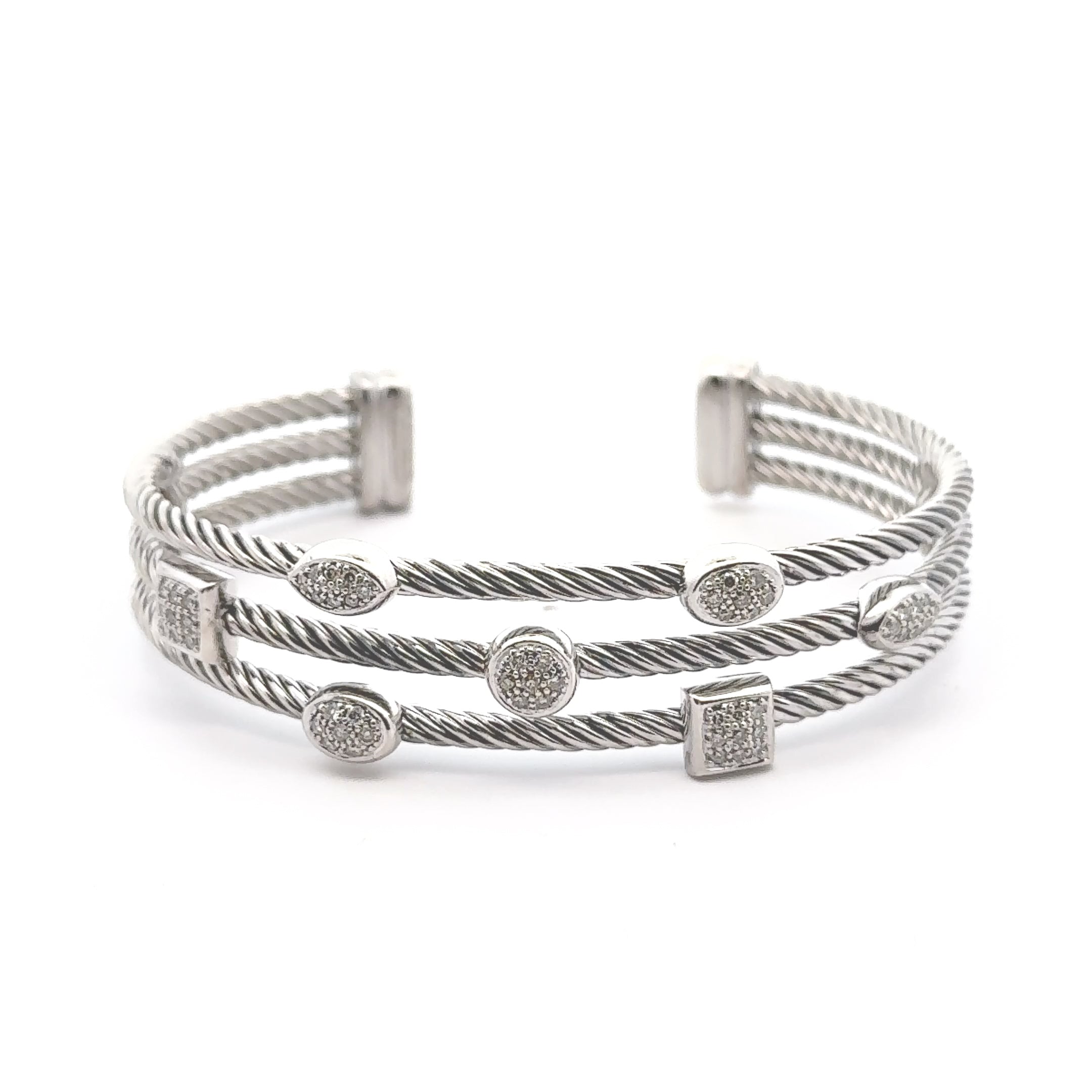 Pre-Owned David Yurman Diamond Confetti 3-Row Cuff