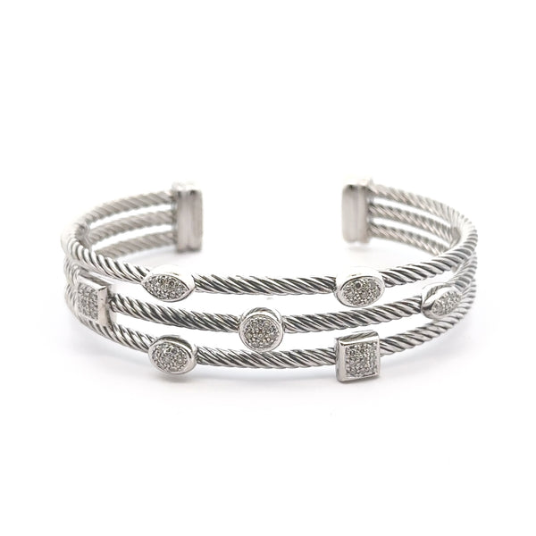 Pre-Owned David Yurman Diamond Confetti 3-Row Cuff