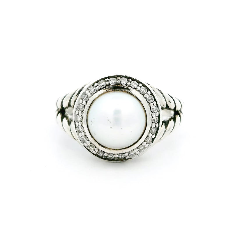 Pre-Owned David Yurman Pearl and Diamond Cerise Ring