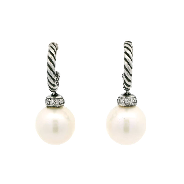 Pre-Owned David Yurman Pearl and Diamond Solari Drop Earrings