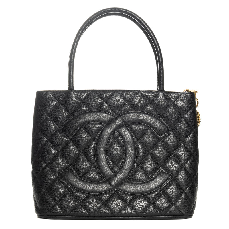 Pre-Owned Chanel Caviar Diamond Quilted Medium CC Medallion Tote