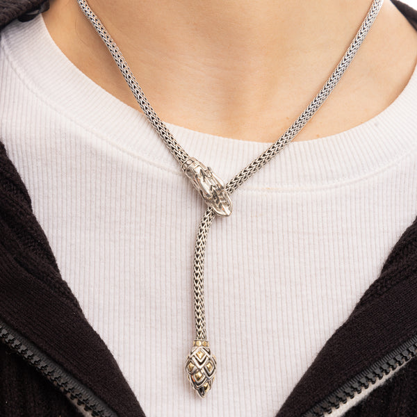 Pre-Owned John Hardy Adjustment Naga Lariat Two Tone Necklace