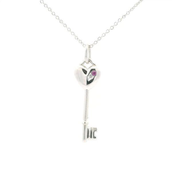 Pre-Owned Tiffany & Co. Pink Sapphire Key Necklace