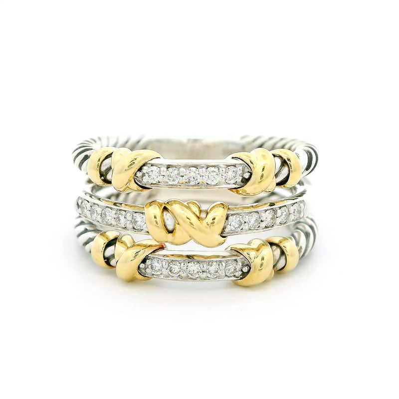 Pre-Owned David Yurman Helena Wrap Three Row Diamond Ring