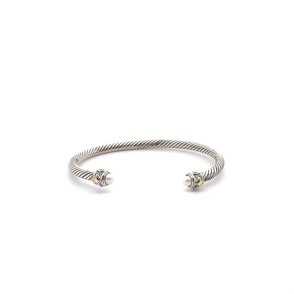 Pre-Owned David Yurman Pearl Two Tone Cuff Bracelet