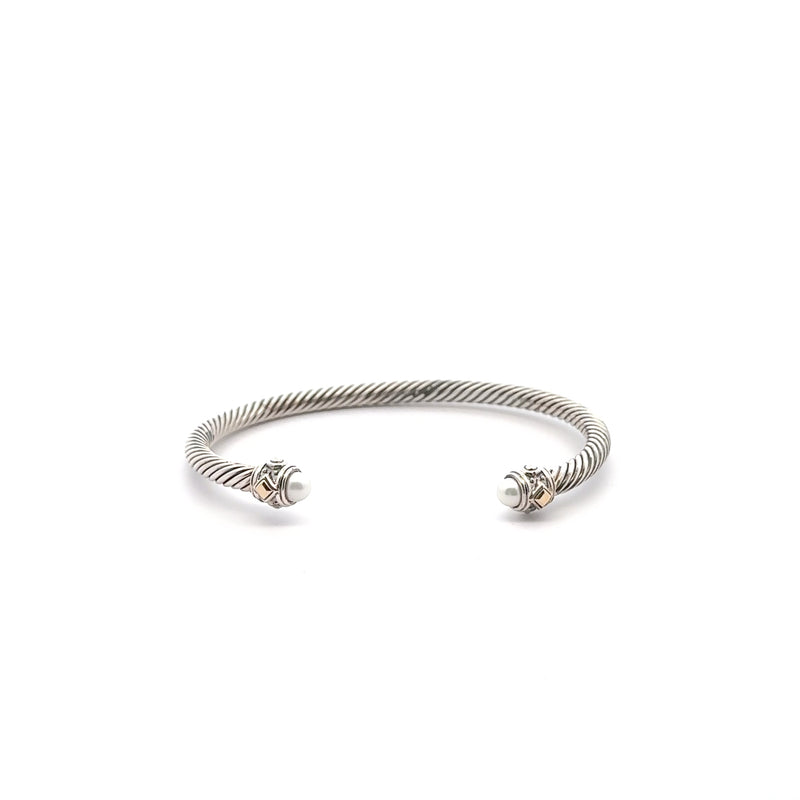 Pre-Owned David Yurman Pearl Two Tone Cuff Bracelet