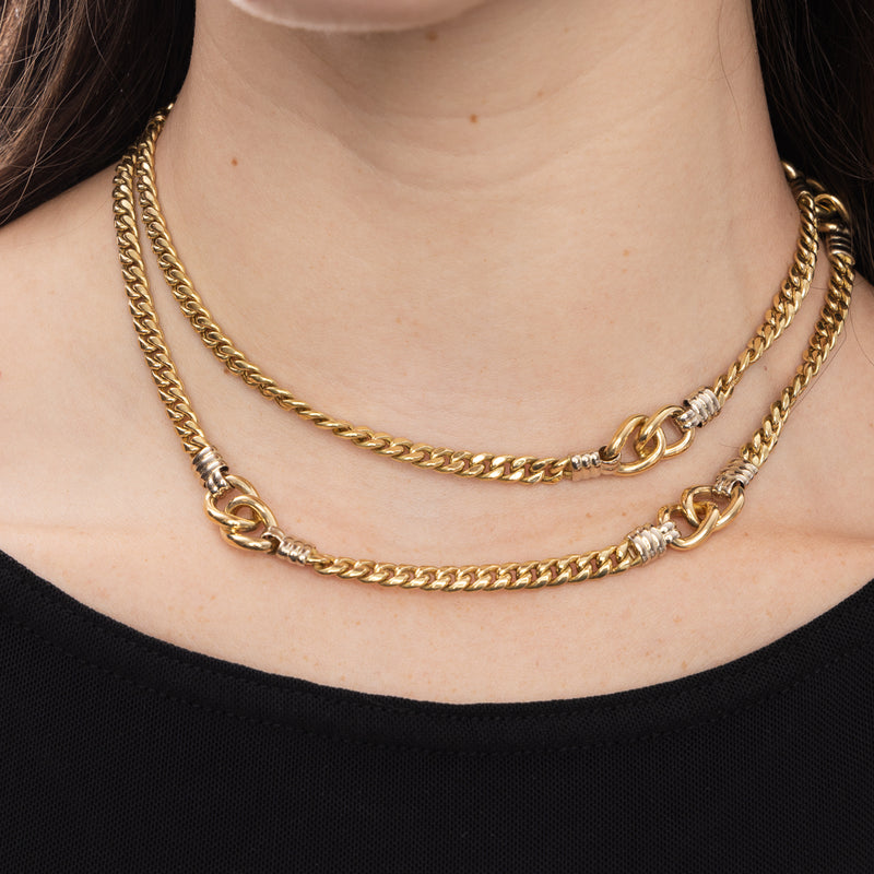 Pre-Owned Curb Link Oval Station Necklace