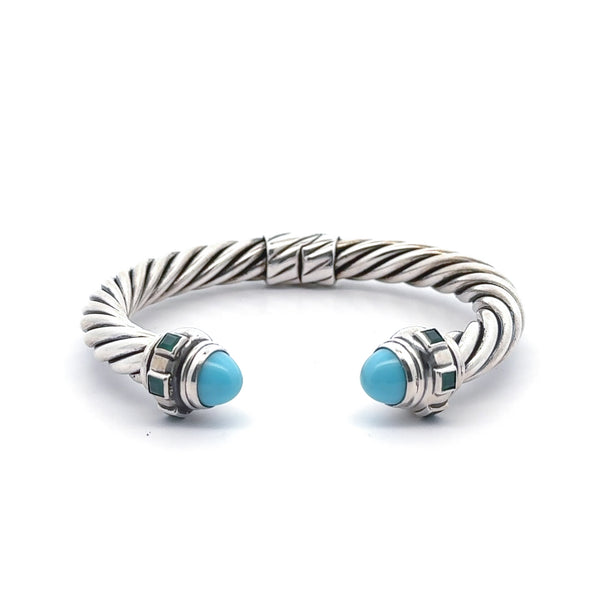 Pre-Owned David Yurman Turquoise Renaissance Hinged Bracelet