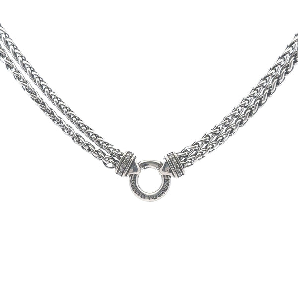 Pre-Owned David Yurman Diamond Double Wheat Chain Necklace