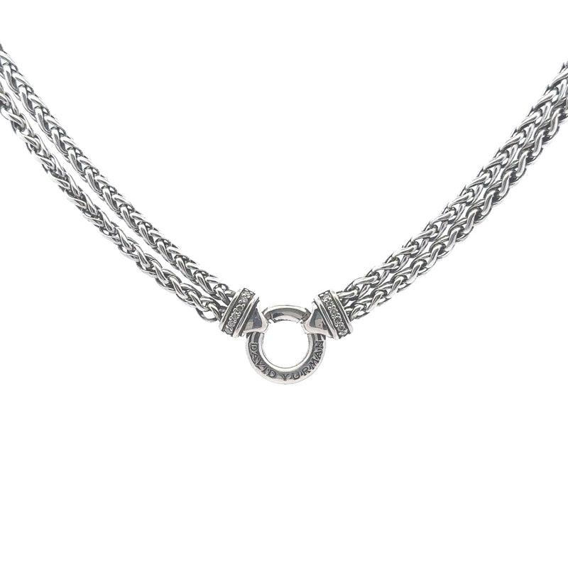 Pre-Owned David Yurman Diamond Double Wheat Chain Necklace