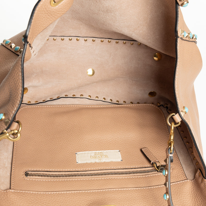 Pre-Owned Valentino Rockstud Turquoise 2 Way Tote