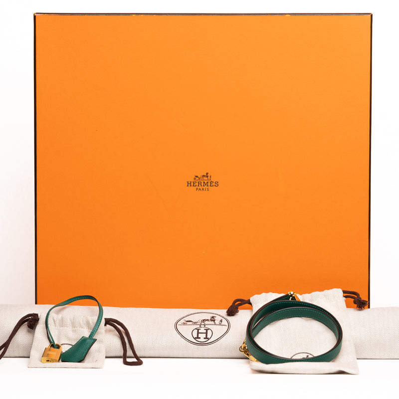 Pre-Owned Hermes Epsom Kelly II Sellier 35 Malachite Handbag