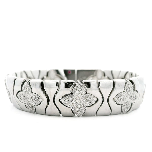 Pre-Owned Roberto Coin Diamond Royal Princess Flower Bracelet