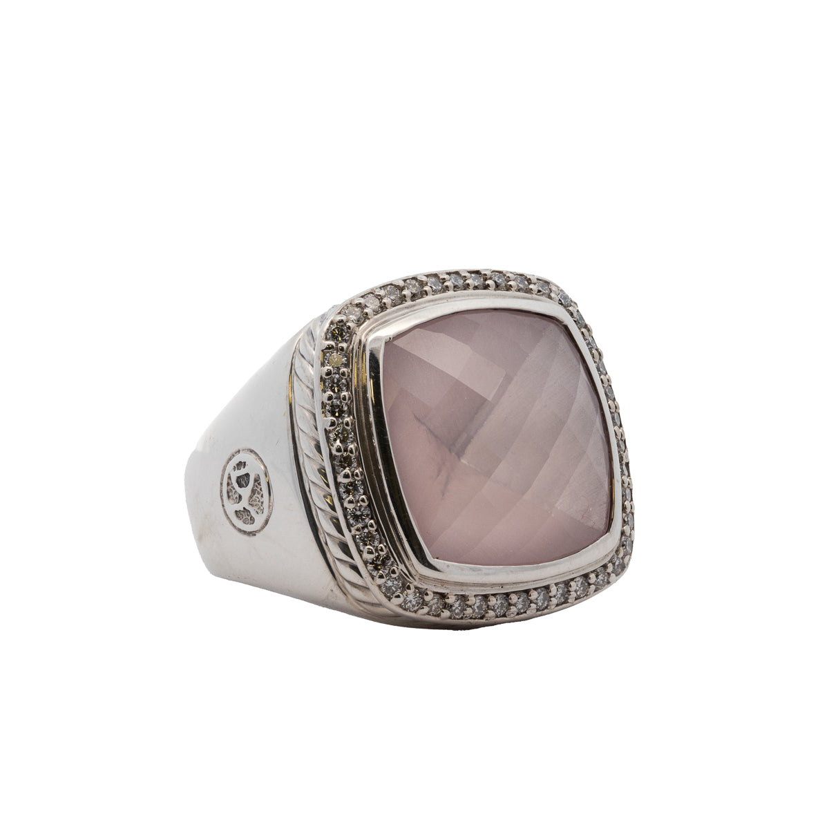 Pre-Owned Rose Quartz and Diamond Albion Cocktail Ring