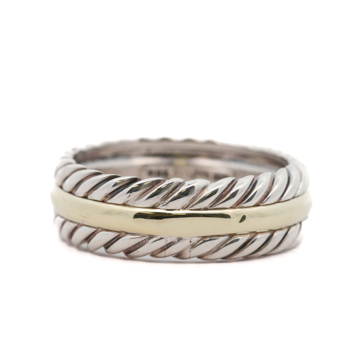 Pre-Owned David Yurman Two Tone Gold Insert Cable Band