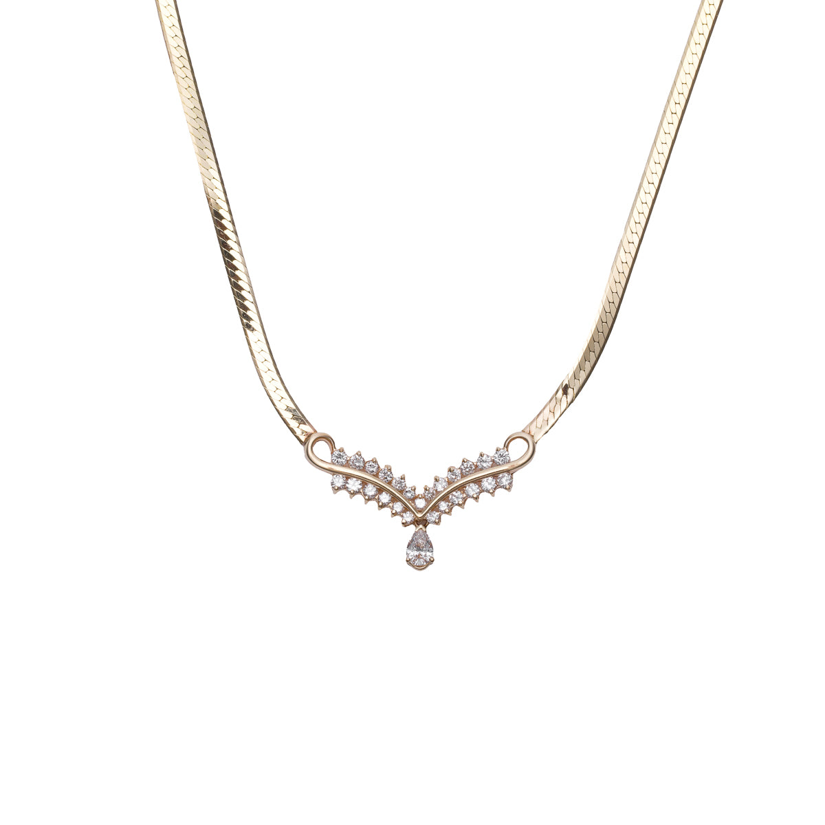 Pre-Owned Diamond Herringbone Fashion Necklace