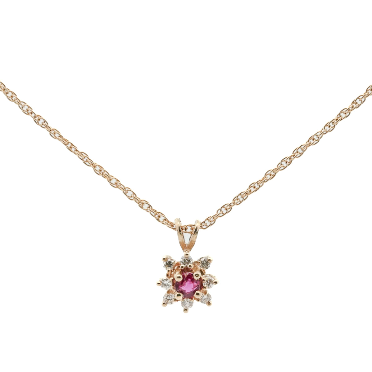 Pre-Owned Red Ruby and Diamond Pendant Necklace