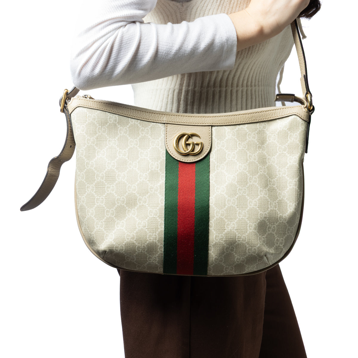 Pre-Owned Gucci Ophidia Half Moon Shoulder Bag