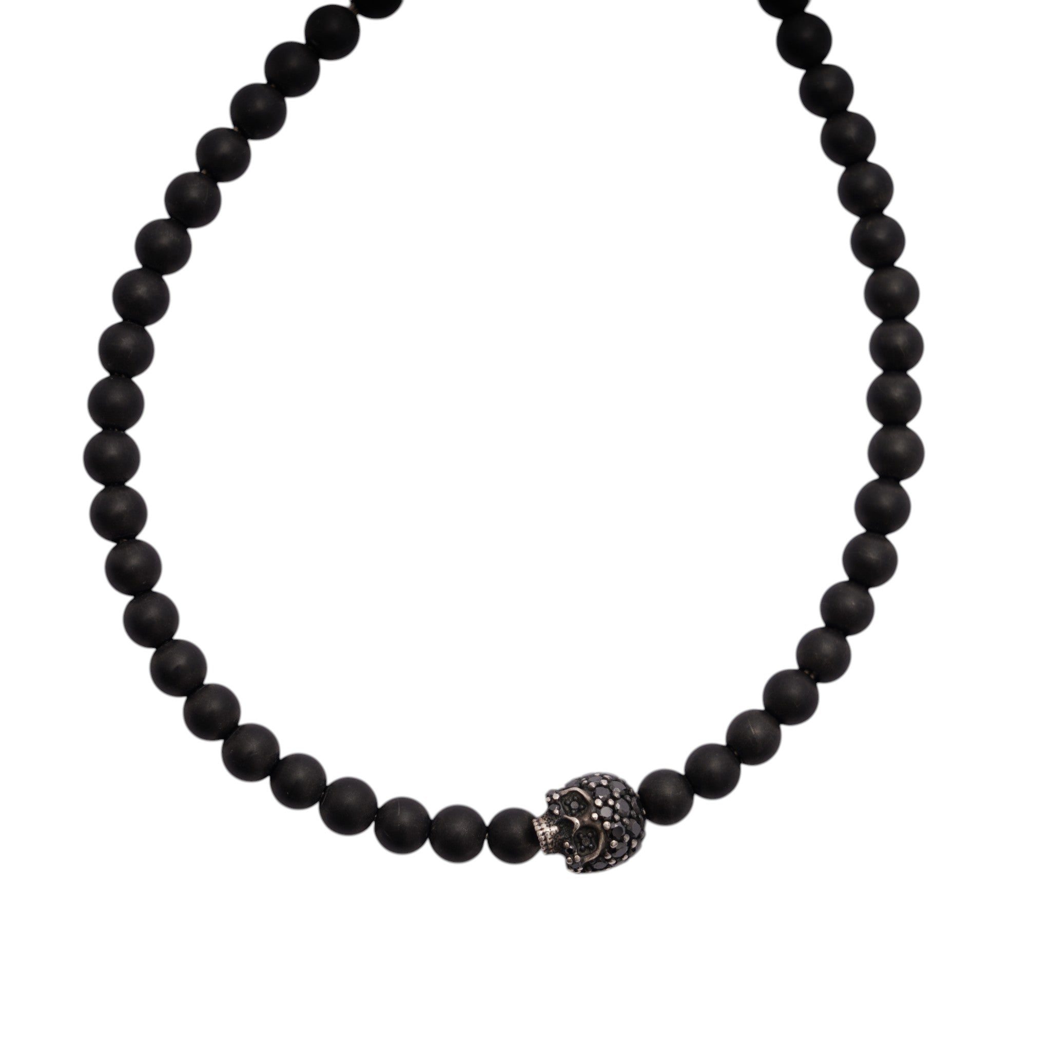 Pre-Owned David Yurman Black Onyx and Diamond Memento Mori Skull Bracelet