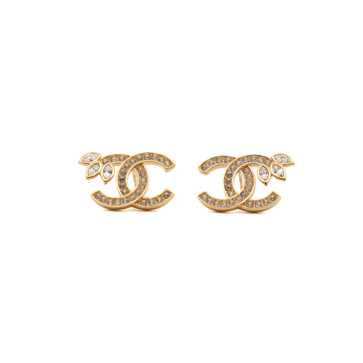 Pre-Owned Chanel Crystal CC Stud Earrings