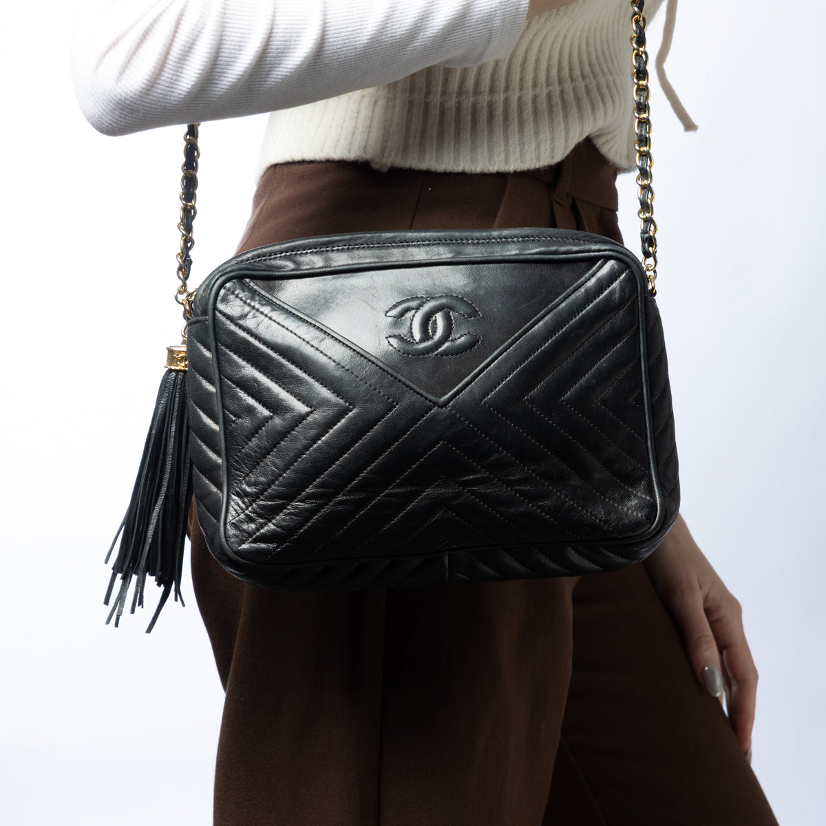 Pre-Owned Chanel Chevron Camera Bag