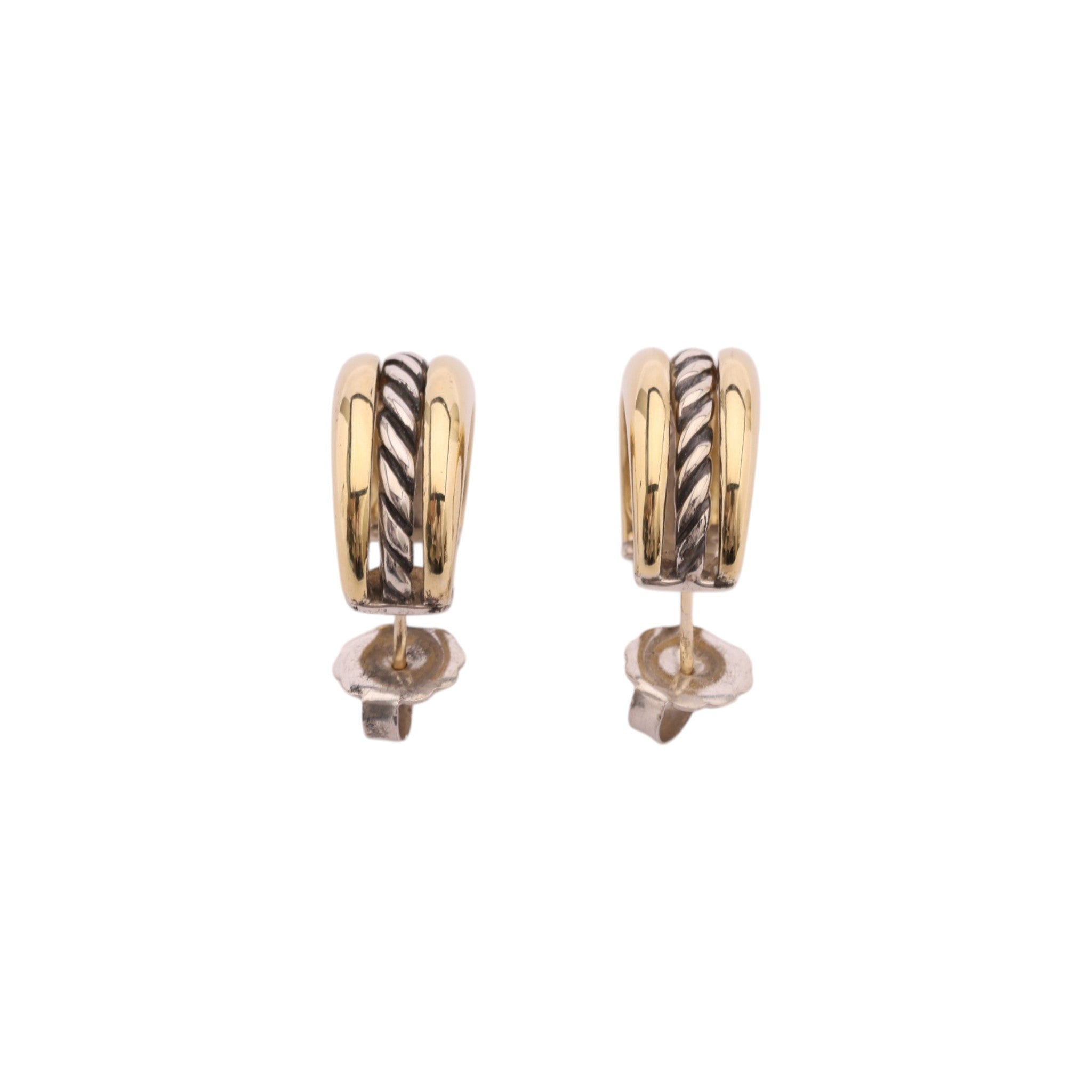 Pre-Owned David Yurman Two Tone Cable Hoop Earrings