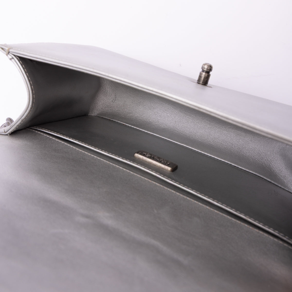 Pre-Owned Chanel Limited Edition Silver Metallic Embroidered Boy Bag