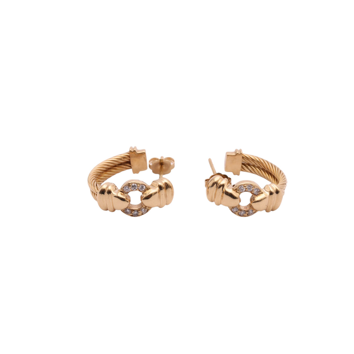Pre-Owned Philippe Charriol Diamond Cable Earrings