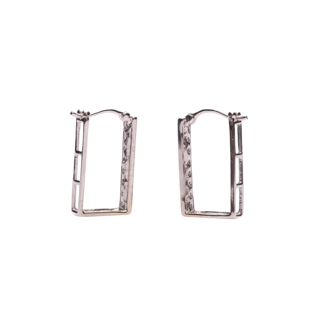 Pre-Owned Diamond Rectangular Hoop Earrings