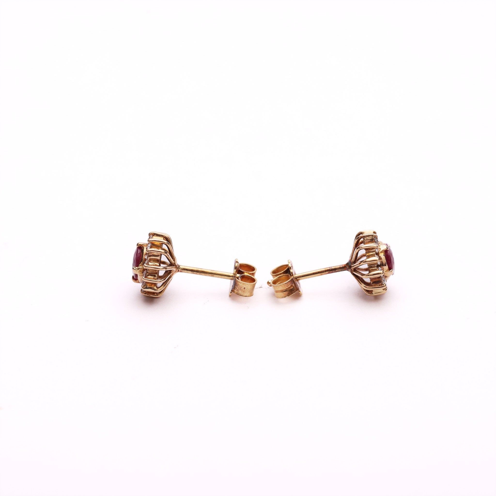 Pre-Owned Ruby and Diamond Halo Earrings