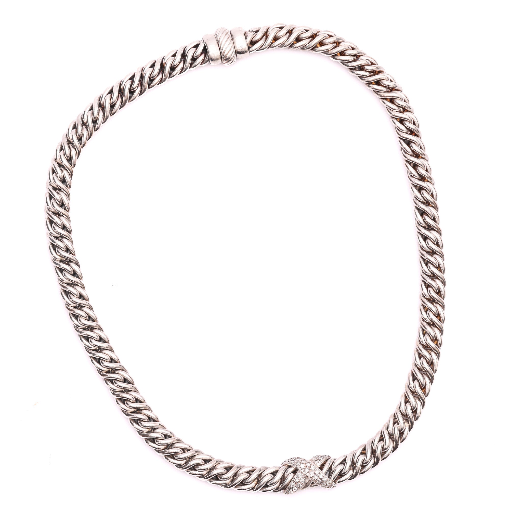 Pre-Owned David Yurman Diamond "X" Wheat Chain Necklace